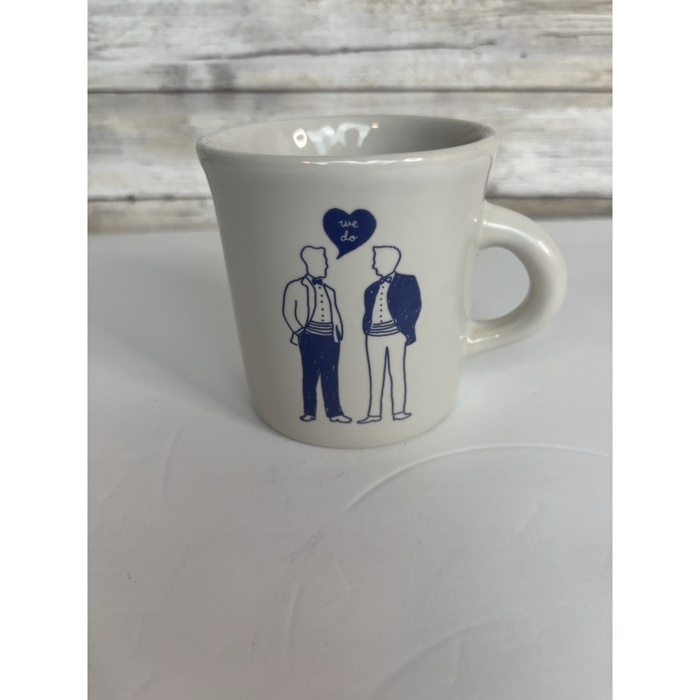 Fishs Eddy Jason Oranzo 2 Grooms We Do Marriage Porcelain Coffee Tea Cup Mug